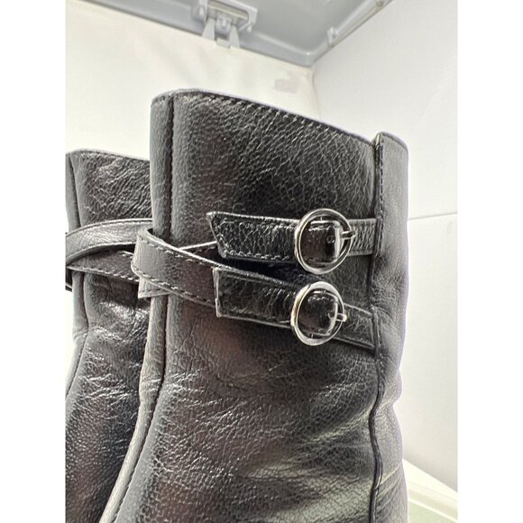 Tahari Boots Size 6 Goodwin Leather Ankle Stiletto Heel Zip Almond Toe Black - Picture 7 of 8